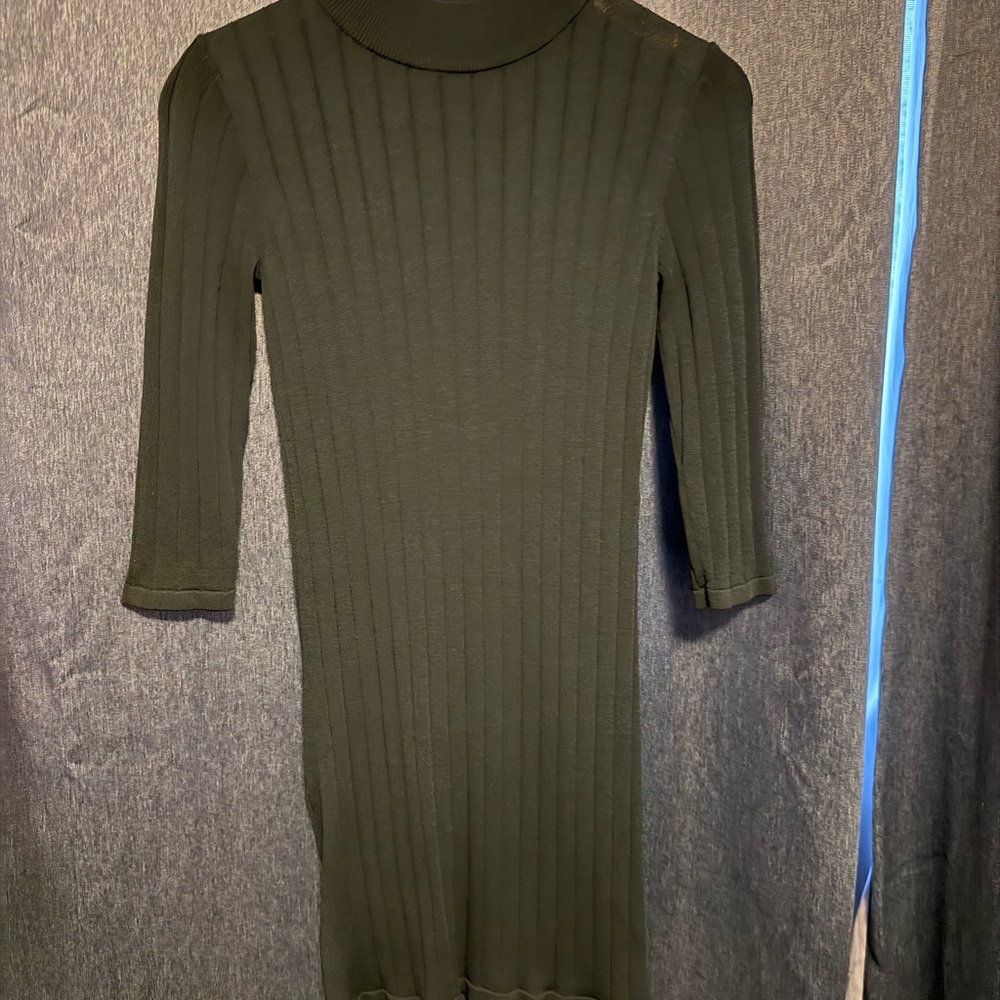 Green Sweater Backless Dress